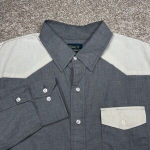 Texas Standard Mens XXL Gray Western Field Shirt Long Sleeve Two Tone Made in TX